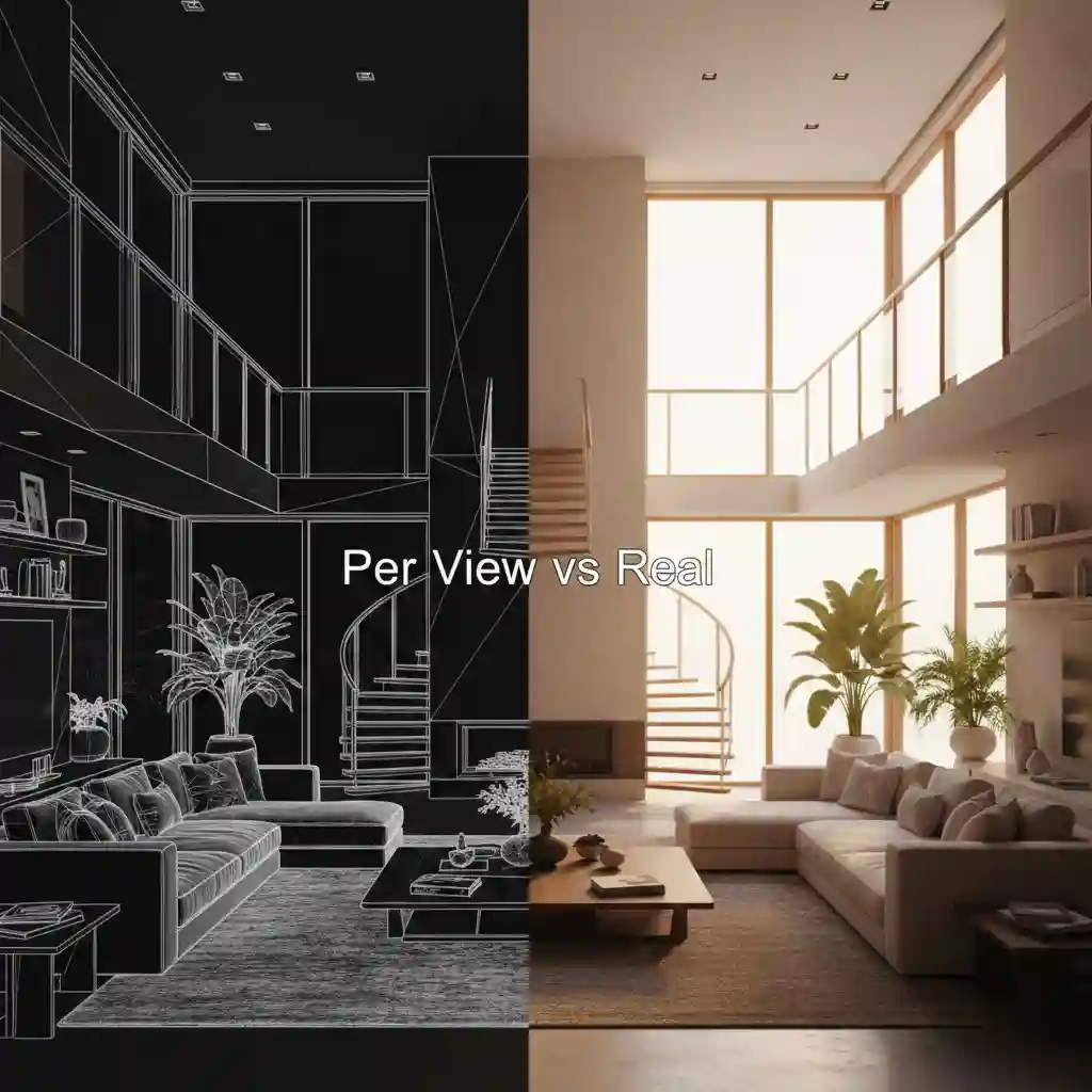 Perbandingan wireframe 3d dan hasil render nyata untuk ilustrasi harga desain interior per view-kontraktor dan jasa interior splusa.id Perbandingan wireframe 3d dan hasil render nyata untuk ilustrasi harga desain interior per view-kontraktor dan jasa interior splusa.id