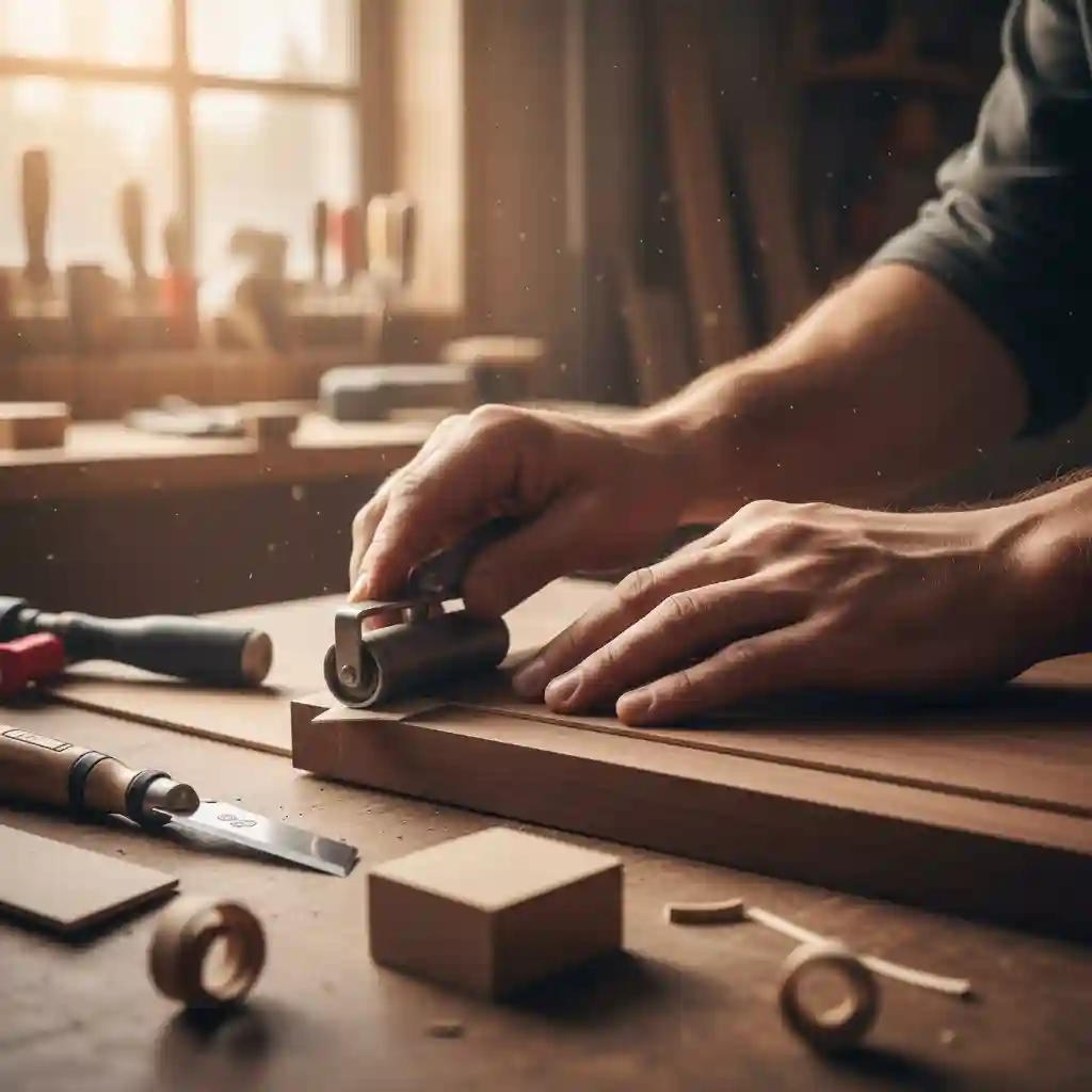 Proses finishing HPL rapi oleh jasa pembuatan furniture custom Jakarta Proses finishing HPL rapi oleh jasa pembuatan furniture custom Jakarta