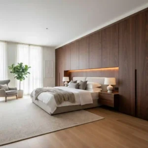 Referensi harga desain kamar tidur minimalis modern dengan interior mewah dan fungsional karya jasa interior Splusa.id