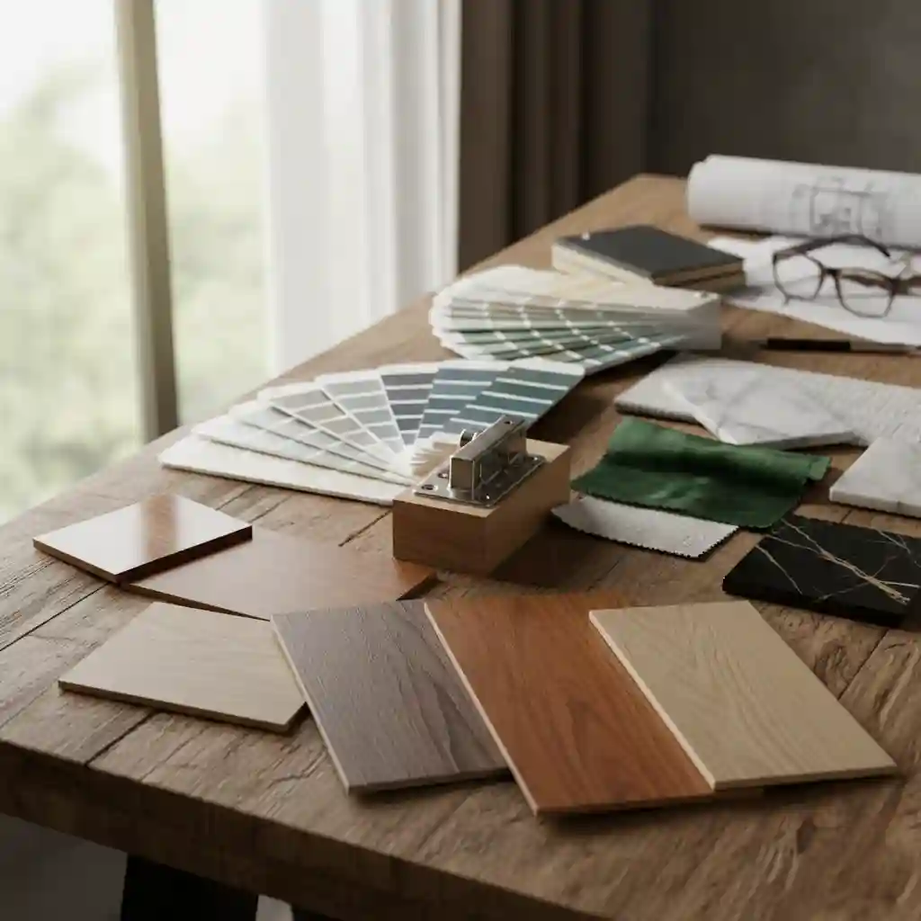 Sampel material interior untuk menentukan harga desain kamar tidur-jasa interior splusa.id Sampel material interior untuk menentukan harga desain kamar tidur-jasa interior splusa.id