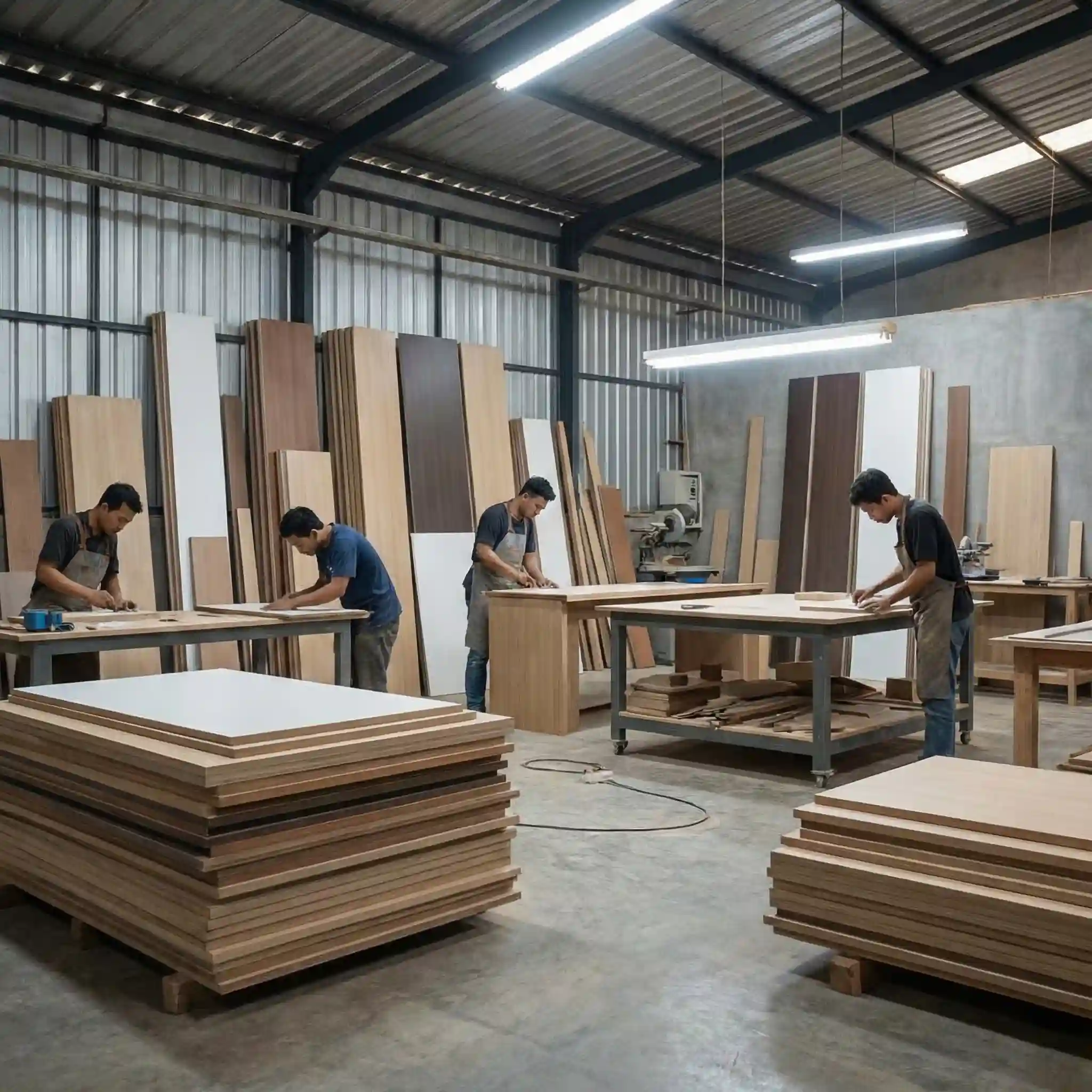 Workshop kontraktor furniture jakarta yang sibuk mengerjakan pesanan custom Workshop kontraktor furniture jakarta yang sibuk mengerjakan pesanan custom