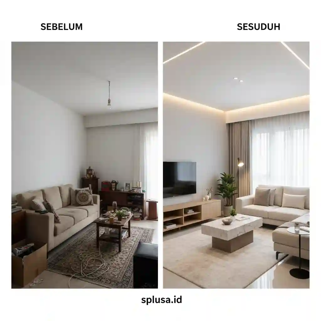 Contoh hasil desain interior sebelum dan sesudah renovasi-kontraktor dan jasa interior splusa.id Contoh hasil desain interior sebelum dan sesudah renovasi-kontraktor dan jasa interior splusa.id