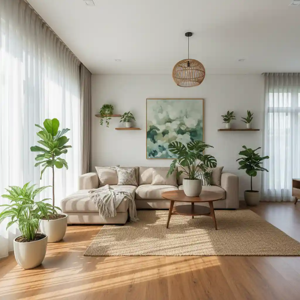 Desain ruang tamu modern tropical karya kontraktor interior Bekasi SPlusA.id Desain ruang tamu modern tropical karya kontraktor interior Bekasi SPlusA.id