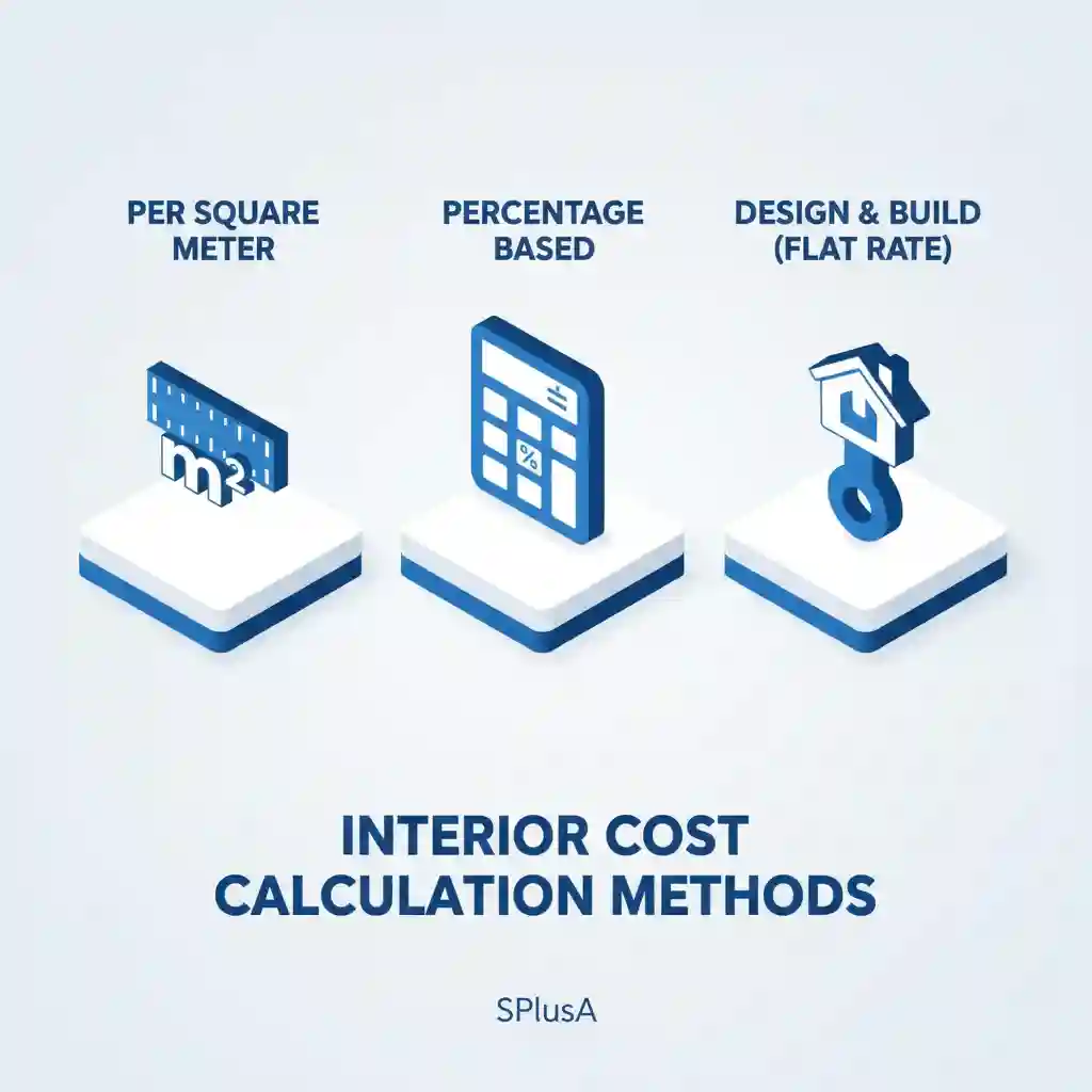 Infografis perbandingan metode hitung biaya interior SPlusA.id Infografis perbandingan metode hitung biaya interior SPlusA