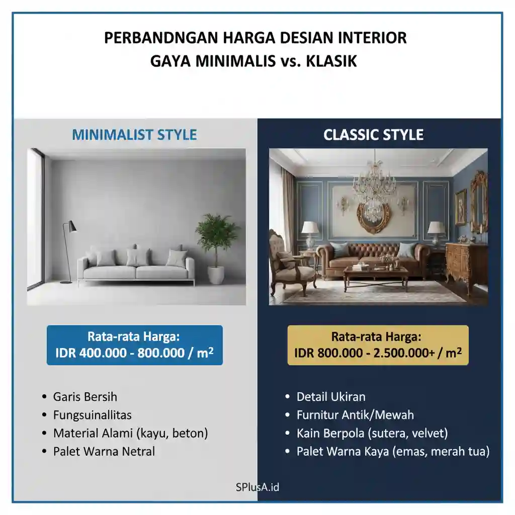 Perbandingan harga desain interior gaya minimalis dan klasik-kontraktor dan jasa interior splusa.id Perbandingan harga desain interior gaya minimalis dan klasik-kontraktor dan jasa interior splusa.id