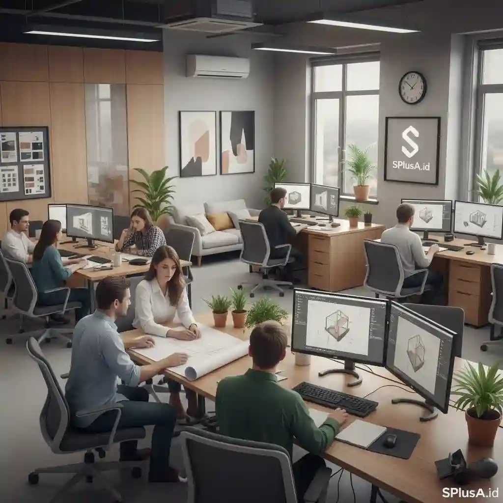 Tim profesional SPlusA.id sedang mengerjakan proyek desain interior Tim profesional SPlusA.id sedang mengerjakan proyek desain interior